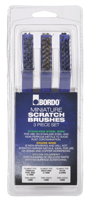 Mini Brush Set Brass SS Nylon wire 3 pc