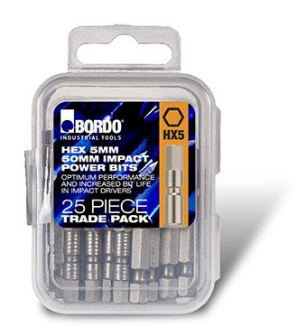 Impact Power Bit - Hex 5mm 50mm 25pc