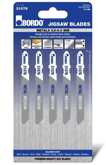 T-Shank Medium Straight Cut 75mm Metal