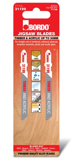 T-Shank Straight 75mm Wood/Acrylic 2 Pk