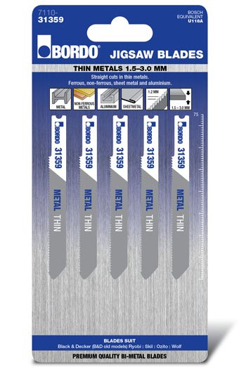 T-Shank Thin Straight Cut 75mm Metal 5P