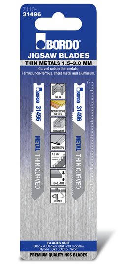 T-Shank Thin Curved Cut 75mm Metal 2 Pk