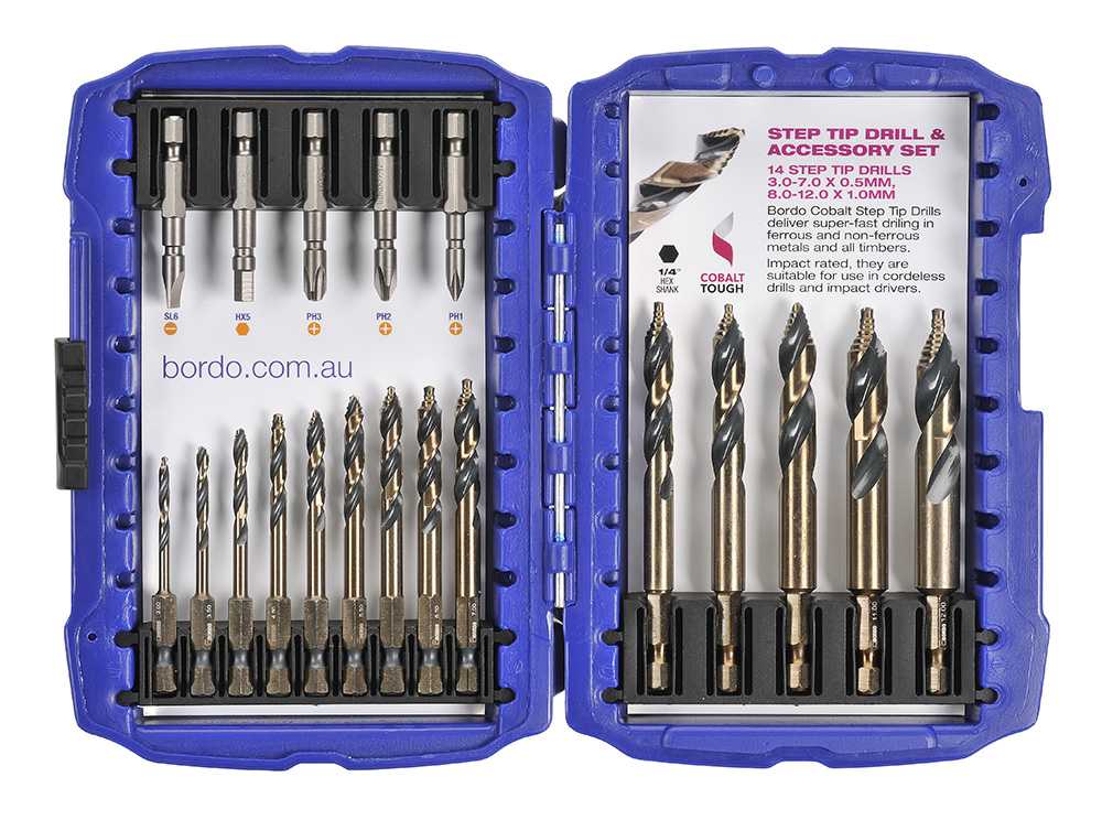 Cobalt Step Tip Drill and Accessory Set