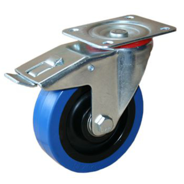 125mm Braked Heavy Duty Rubber