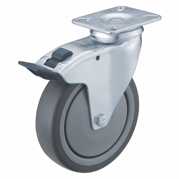 75mm Braked Light Duty Rubber