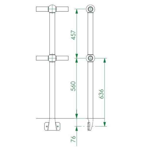 Stanchion - Side Mount - Kick Bracket Ga