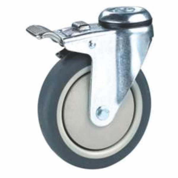 75mm Bolt-On Braked Heavy Duty Rubber