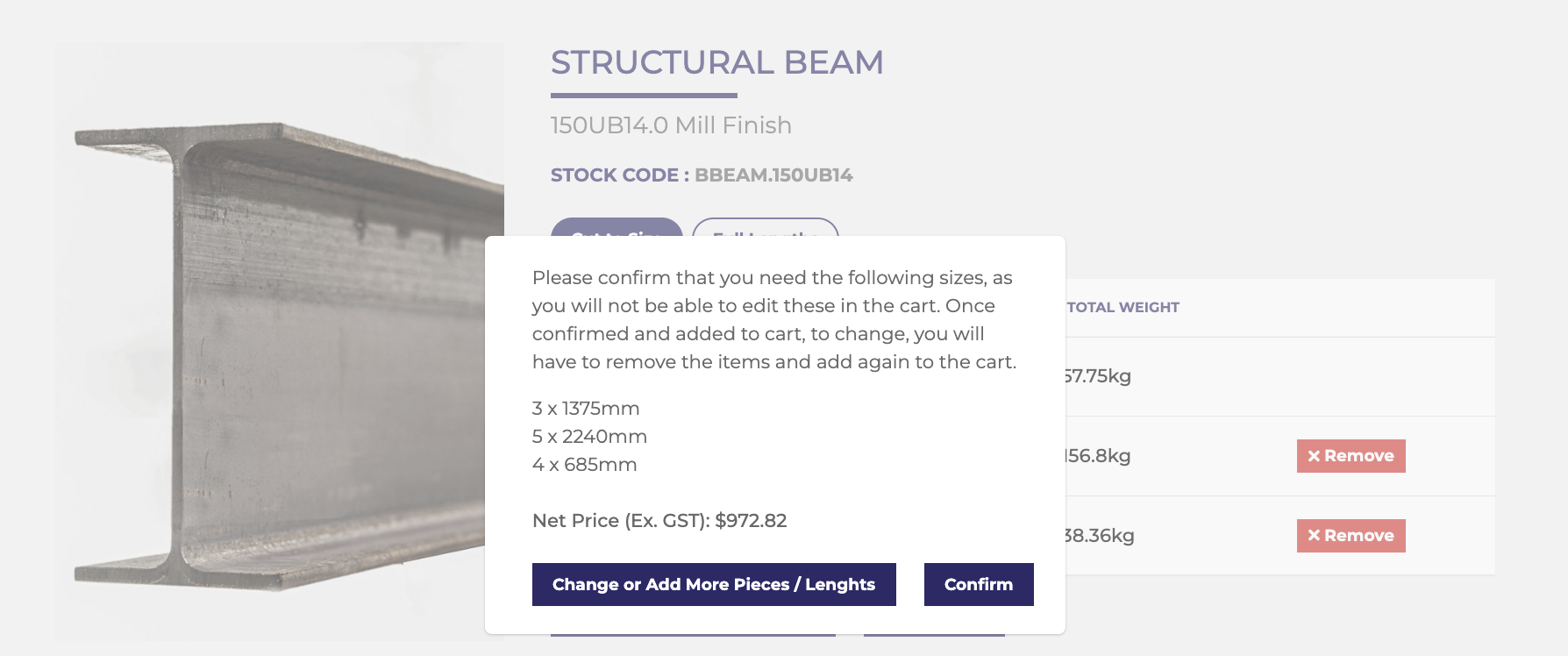 Side view of a steel I-beam (structural beam) on a light background, used to illustrate the product image in a listing.
