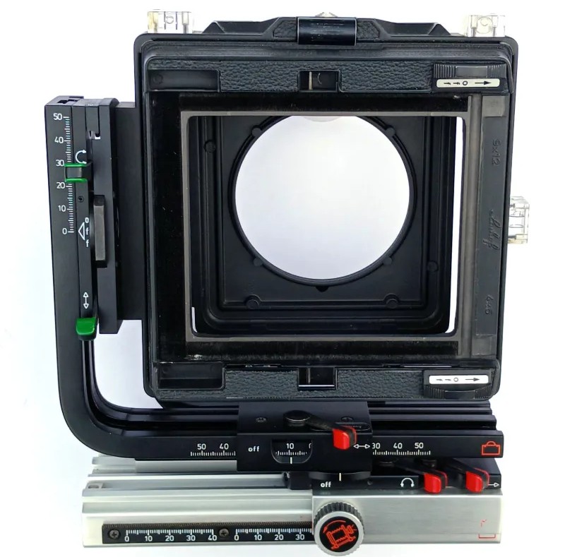 Linhof TechniKardan large-format camera with custom aluminium cover plates.